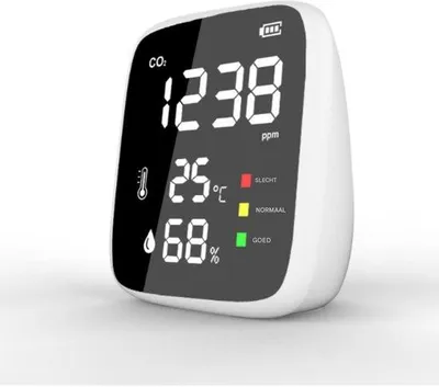 Immagine prodotto di Rilevatore di CO₂ wireless per interni - Misuratore della qualità dell'aria 4 in 1 - Monitor di CO₂ - Rilevatore di anidride carbonica - Misuratore di CO₂