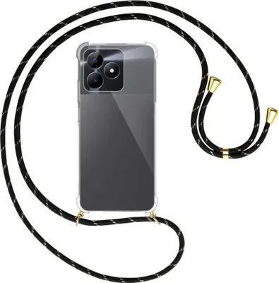 Produktbild von Handykette Backcover-Schutzhülle mit Band (Metall goldfarben) für Realme C51 (6.74'') - schwarz/gold