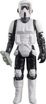 A Star Wars Biker Scout action figure is shown standing against a white background.