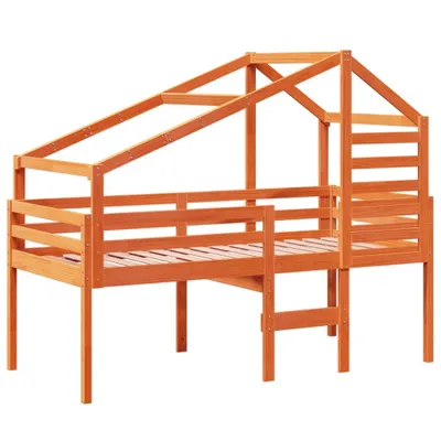 Produktbild von Hochbett mit Dach Wachsbraun 90x200 cm Massivholz Kiefer