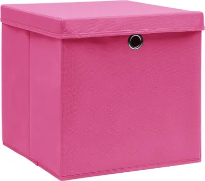 Immagine prodotto di vidaXL Scatole portaoggetti con coperchio 10 pz. Tessuto rosa 32x32x32 cm