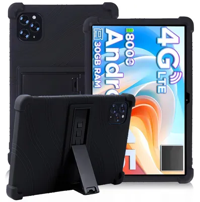 Produktbild von Tablet Hülle für Doogee Tab G6 11,0", Stoßfeste Weiches Silikon Schutzhülle mit Standfunktion Schwarz