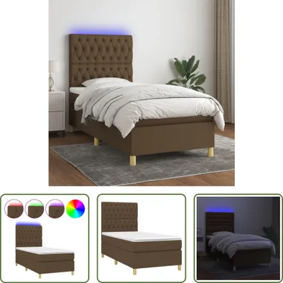 Produktbild von The Living Store Boxspringbett mit Matratze & LED Dunkelbraun 90x200 cm Stoff