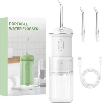 Produktbild von Tragbarer Mini-Wasserflosser, Munddusche mit einziehbarem Wassertank, 4 Modi, IPX7-wasserdicht – perfekt für die Pflege zu Hause und unterwegs