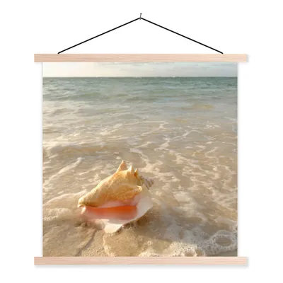 Produktbild von MuchoWow® Textilposter Muschel - Meer - Himmel 120x120 cm mit holzfarbenen Rahmen - Textil-Poster