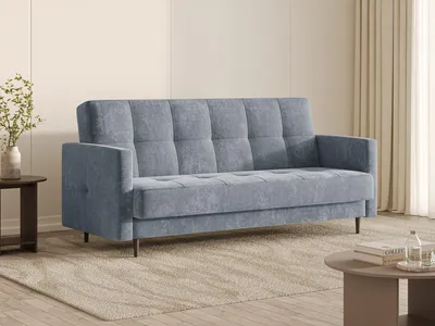 Produktbild von MOEBLO Schlafsofa Luma – Sofa mit Schlaffunktion und Bettkasten, Click-Clack Couch für Wohnzimmer, Polstersofa mit Metallfüßen 219x95x93 cm - Anthrazit (Vibe 95)