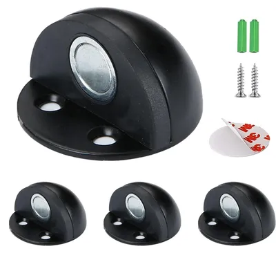 Productafbeelding van Magneet Deurstopper Zelfklevend voor Muur en Vloer (4 Stuks Zwart)