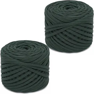 Productafbeelding van Set van 2 gehaakte garen 285 g - donkergroen - grof garen - ideaal voor handbreien en woondecoratie