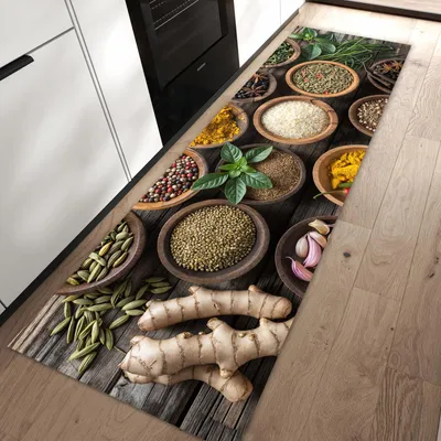 Produktbild von Küchenteppich 80x250cm rutschfest & abwischbar PVC Läufer - Verschiedene Gewürze