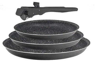 Productafbeelding van Bergner 3-delige koekenpannenset met klikhandgreep, model BG-31603-BK