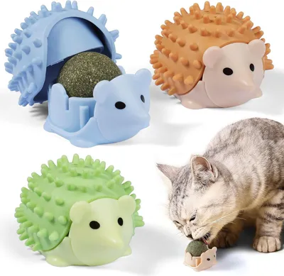 Produktbild von Katzenminze Balls Spielzeug für Katze, Katzenminze Ball Wand Drehbare Catnip Balls Katzenspielzeug Katzen leckstein (3 Pcs)