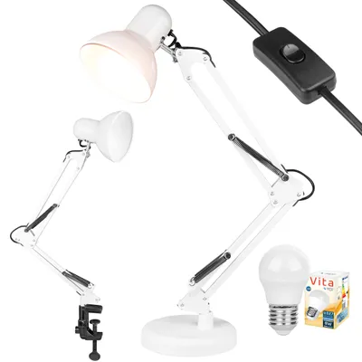 Produktbild von MasterLED Schreibtischlampe 2700K neutralweiß E27 weiß mit Klemme verstellbarem Arm