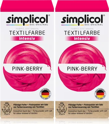 Produktbild von Simplicol Textilfarbe intensiv Pink-Berry Flüssigfarbe, Fixierer (2er Pack)