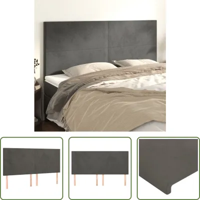Produktbild von The Living Store Kopfteile 4 Stk. Dunkelgrau 100x5x78/88 cm Samt