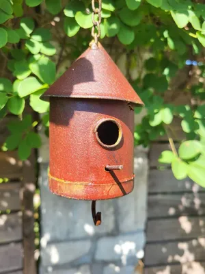 Produktbild von Deko-Vogelhaus zum Hängen, rund, Rostoptik, klein