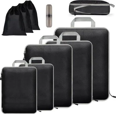 Produktbild von Famanu Kofferorganizer Set - 9-teiliges Packwürfel- und erweiterbare Taschen-Set