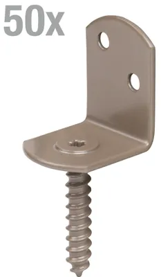 Produktbild von Alberts 821197 DURAVIS® Flechtzaunhalter, L-Form, perlbeige duplexbeschichtet RAL 1035, Größe 83 x 30 x 32 mm, 50er Set