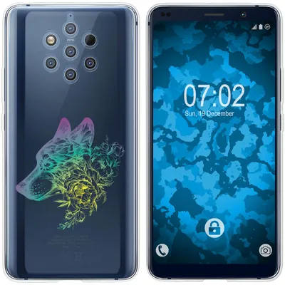 Produktbild von PhoneNatic Case kompatibel mit  Nokia 9 PureView Silikon-Hülle Floral Wolf M3-4