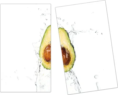 Produktbild von Spritzschutz Herdabdeckplatte Schneidebrett aus Glas Avocado im Wassersplash 2-Teilig (60x52cm)