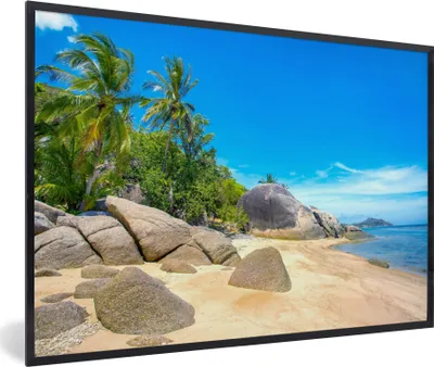 Produktbild von MuchoWow® Gerahmtes Poster Strand - Tropen - Meer - Pflanzen 90x60 cm - Poster mit Schwarzem Bilderrahmen Wandposter Rahmen Foto Bilder - Fotorahmen - Foto-Plakat