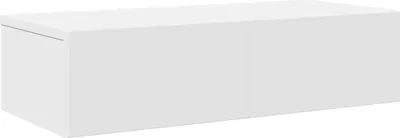A white wall-mounted shelf with two drawers.