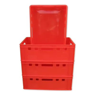 Produktbild von 4 Stück E2 Eurofleischkiste Stapelkiste Box Metzgerkiste lebensmittelecht rot. (4xE2 rot)
