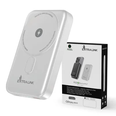 Produktbild von Extralink MagSafe Powerbank 10000mAh, Weiß, PD 20W, USB-C