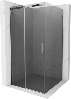Produktbild von Mexen Omega ausziehbare Duschabtrennung 100 x 100 cm, Graphit, Chrom - 825-100-100-01-40
