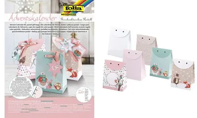 Produktbild von folia Adventskalender "Geschenktaschen Pastell", 26-teilig