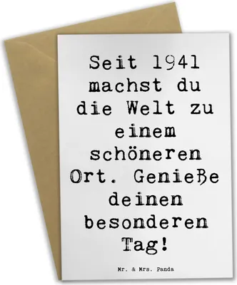 Produktbild von Mr. & Mrs. Panda Beileidskarte Spruch 1941 Geburtstag - Weiß - Geschenk, Alter, einladungskarten, Grußkarten, osterkarten, Geburtstagsgeschenk, Grußkarte, Klappkarte