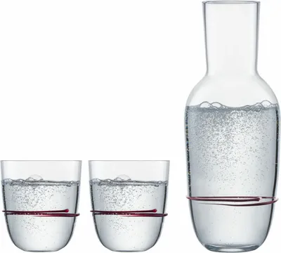 Produktbild von Zwiesel Glas Handmade Getränkeset Aura Aubergine 3-tlg., Karaffe + 2 Becher, 750 ml, 121691