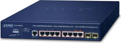 Immagine prodotto di Planet Technology Corp. GS-4210-8HP2S PLANET 2Port GE 802.3bt + 6Port GE 802.3at + 2Port 1000X SFP