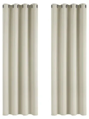 Image de Rideaux Deconovo pour porte et fenêtre, avec œillets, isolants, en tissu, couleur beige, 140x245 cm