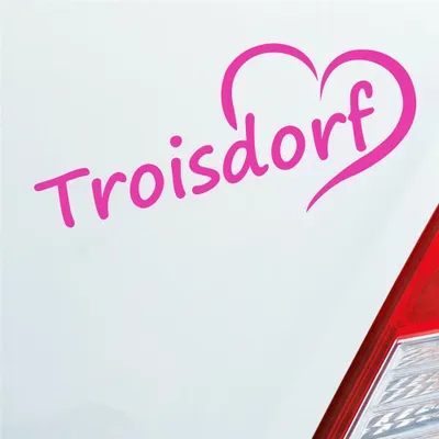 Produktbild von Auto Aufkleber Troisdorf Herz Stadt City Liebe Love Heart 18x8 cm Pink Sticker Heckscheibenaufkleber