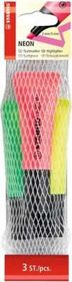 Image de Surligneurs - STABILO NEON - Pack de 3 - jaune, vert, rose