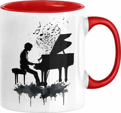 Produktbild von Klavier-Spieler Geschenk Tasse Grafik Piano Spielerin Geschenkidee Becher (Rot)
