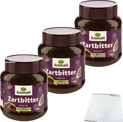 Produktbild von Alnatura  Zarbitter Creme 3er Pack (3x350g Glas) + usy Block