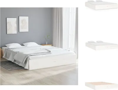 Produktbild von vidaXL Massivholzbett Weiß 135x190 cm -  Betten & Bettgestelle