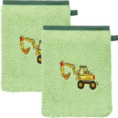 Produktbild von Erwin Müller Kinder-Waschhandschuh 2er-Pack grün 15x21 cm