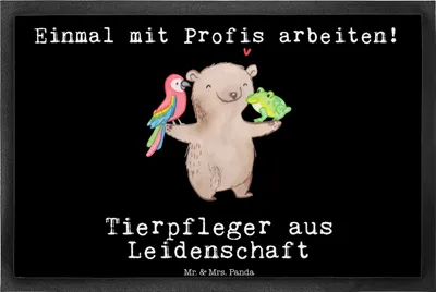 Produktbild von Mr. & Mrs. Panda Türvorleger Tierpfleger Leidenschaft 40 x 60 cm - Schwarz - Geschenk, fußmatte, Schmutzmatte, Fussmatte, Eingangsmatte, Gummimatte, Vorleger