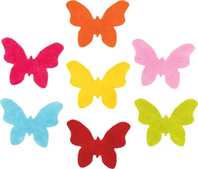 Produktbild von Filz-Streuteile Schmetterlinge bunt gemischt 3 cm x 2 mm 14 Stück