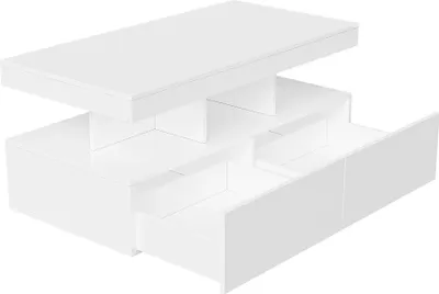 Image de Table basse moderne - Table de salon - Avec tiroirs - Étagères ouvertes - Espace de rangement - MDF aspect bois - Noir