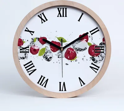 Produktbild von Holzuhr 30fi cm wanduhr - schwarze Spitzen - Himbeeren und Wasser