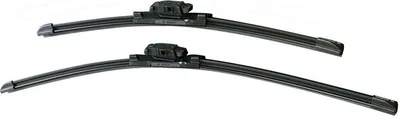 Two black windshield wiper blades are shown against a white background.