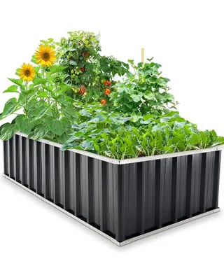 Produktbild von KING BIRD Hochbeet 174x90x46cm, verzinkter Stahl Frühbeet, rostfrei & stabil,Pflanzkasten für tief bewurzeltes Gemüse Kräuter Blumen,Grau