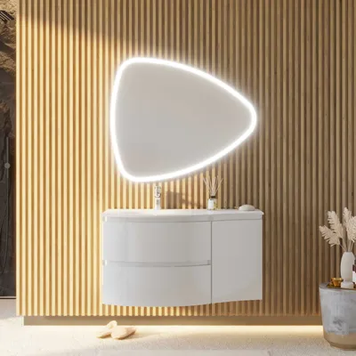 Immagine prodotto di Mobile bagno sospeso 105 cm bianco lucido specchio a goccia | Los angeles