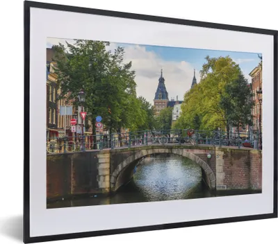 Produktbild von MuchoWow® MuchoWow® Gerahmtes Poster Brücke über die Prinsengracht in Amsterdam 40x30 cm - Poster mit zchwarzem Bilderrahmen - Bilderrahmen - Poster im Rahmen
