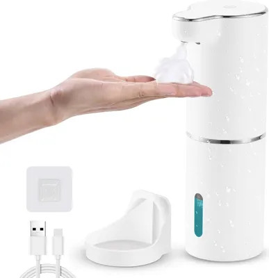 Produktbild von Seifenspender Automatischer Wandmontage Schaumseifenspender Elektrischer - Seifenspender Set USB-Aufladung mit Sensor Infrarot Bewegungssensor für Küche & Bad (Weiß)