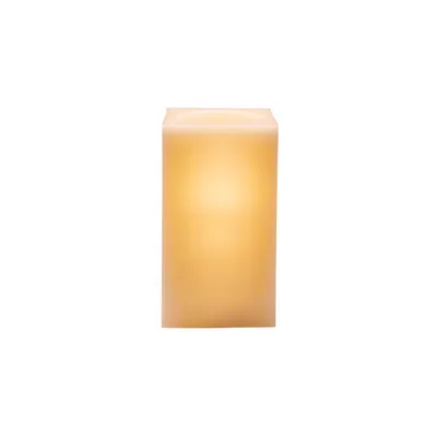A single, square LED candle with a warm, glowing light.