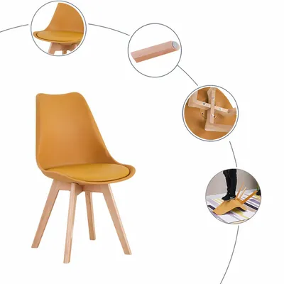 Produktbild von Esszimmerstuhl Skandinavischer Stuhl Viking – Honiggelb / Senfgelb, Kunstleder, Verstärkt bis 130 kg